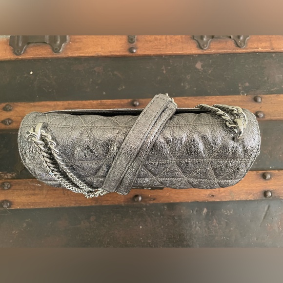 Michael Kors quilted metallic silver Sloan handbag purse silver chain ELNC~ - Picture 2 of 16